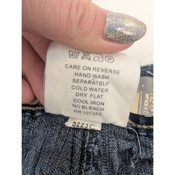 Apollo Vintage 90s Y2K Low Rise Cropped Beaded Embroidered Capri Jeans Size 3/4 - Picture 6 of 14